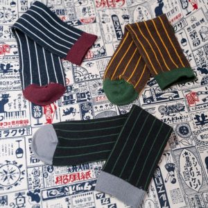 秋冬直條子拼色粗線長筒襪