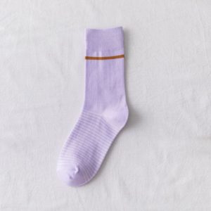 新款潮袜纯棉紫色系袜子女香芋紫色中筒袜学院风高筒袜条纹格子袜