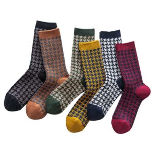 女士日系學院風格千鳥紋中筒襪 (共6色)