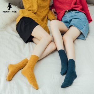 女土立體扭麻花中筒襪 (共8色)