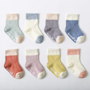 兒童日系簡單拼色防滑襪(共8色)