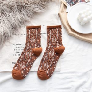 女士復古菱形格低筒襪(共5色)