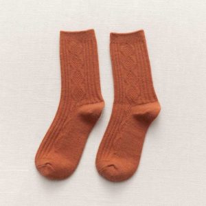 袜子女2020秋冬新款日系纯色保暖双针细腻柔软羊绒羊毛女士堆堆袜