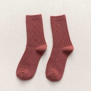 袜子女2020秋冬新款日系纯色保暖双针细腻柔软羊绒羊毛女士堆堆袜