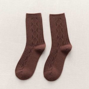 袜子女2020秋冬新款日系纯色保暖双针细腻柔软羊绒羊毛女士堆堆袜