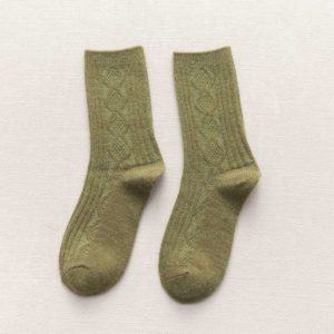 袜子女2020秋冬新款日系纯色保暖双针细腻柔软羊绒羊毛女士堆堆袜