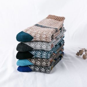 男女民族風粗線中筒襪 (1套5對)