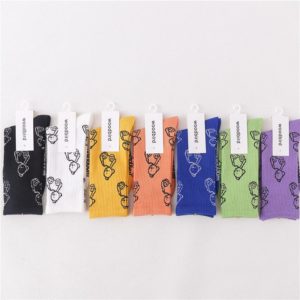 男女韓版卡通熊純色中筒襪(共7色)