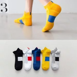男士鮮色圖案綿質運動短襪 (共5色)