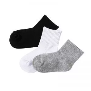兒童黑白灰純棉學生襪(1套5對) (共3色)