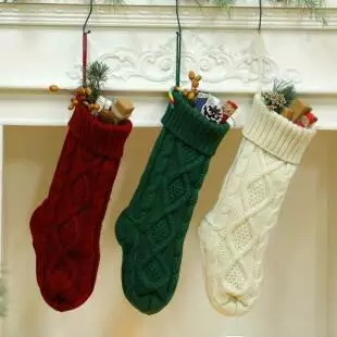 經典菱形花紋針織聖誕襪