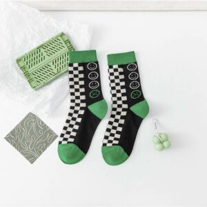 男女士綠色系列型格學院風中筒襪