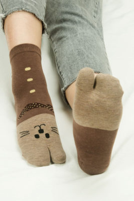 女士日式可愛貓貓款低筒二指襪 011