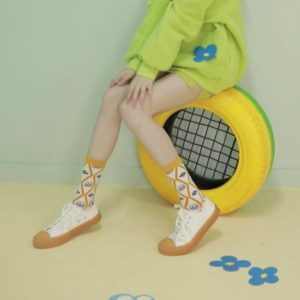 情侶可愛青蛙圖案潮流中筒襪 001