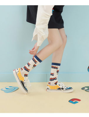 情侶可愛青蛙圖案潮流中筒襪 016