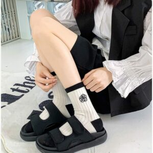 女士優雅山茶花刺繡高貴小香風低筒襪 4