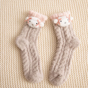 女士超萌公仔加厚保暖家居襪