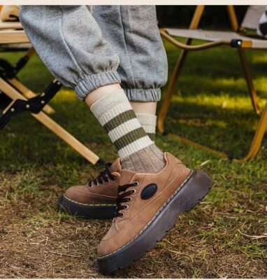 男女士秋冬季加厚保暖學院風中筒羊毛襪2